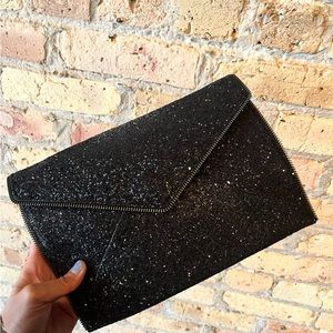 REBECCA MINKOFF - black sparkly clutch